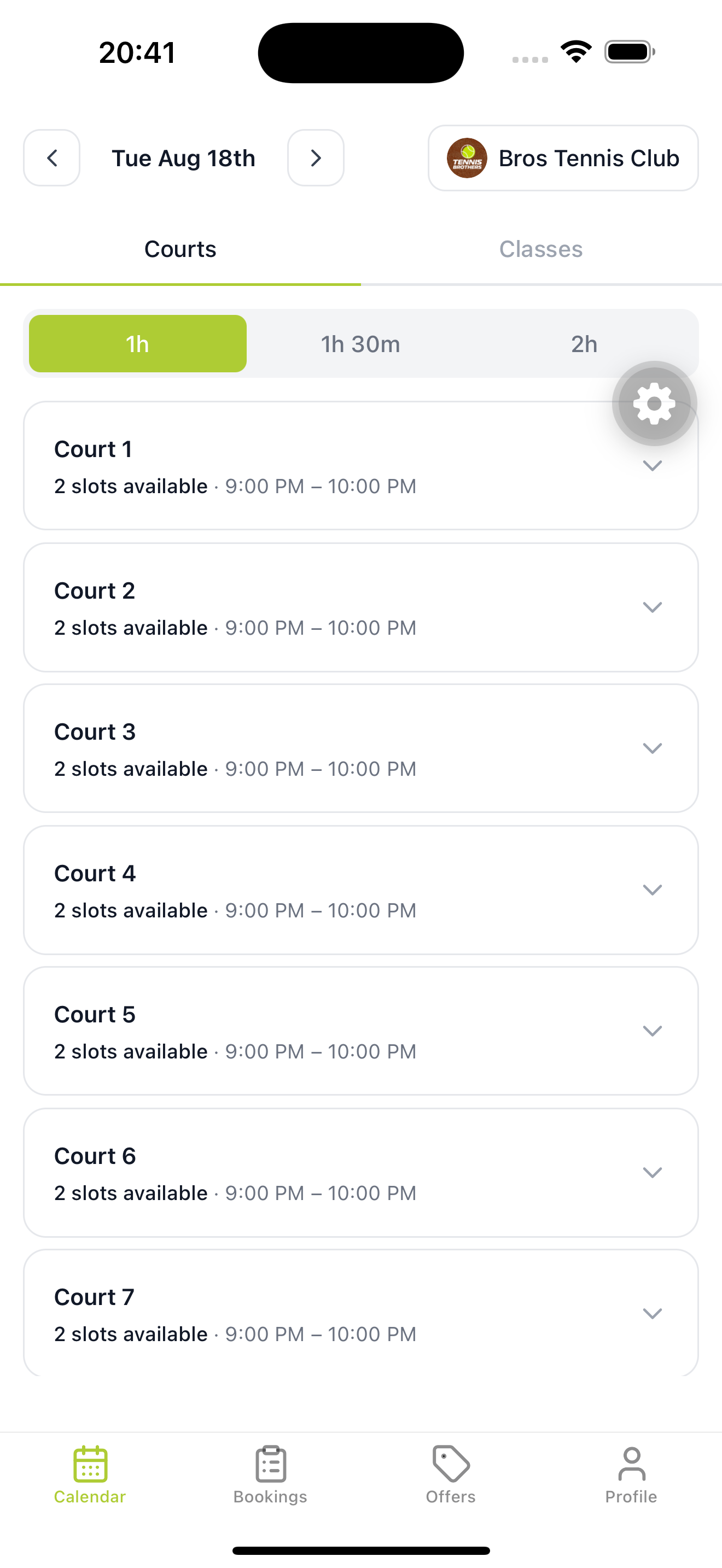 Calendar view on the {appName} mobile app